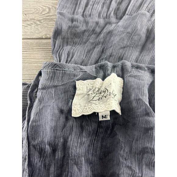 WOMENS 4 LOVE AND LIBERTY BLUE GREY SILK SHEER TUNIC SHIFT DRESS Size Medium - Picture 10 of 11